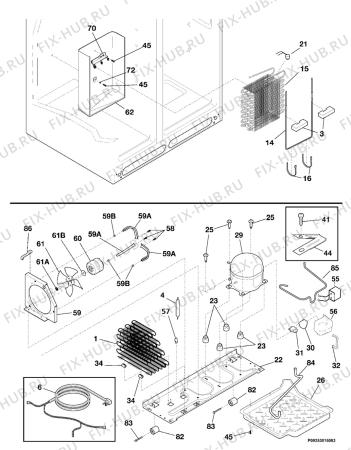 Взрыв-схема холодильника Frigidaire GLSZ25V8CB0 - Схема узла Cooling system 017